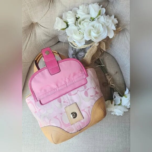 Coach Soho Signature Optic Jacquard Mini Bag Purse Tote Vintage #1853 PINK - Picture 3 of 17